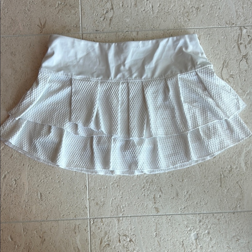 Lucky in Love White Tiered  Tennis Skirt